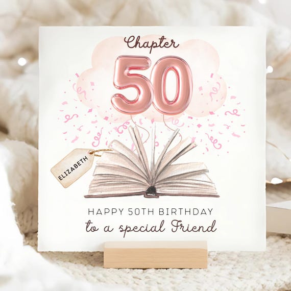 Friend Chapter 50 Birthday Card, Personalised Friend 50th Card, Bestie Fiftieth Birthday Card, Friend Pink 50 Birthday, Lovely Friend Card