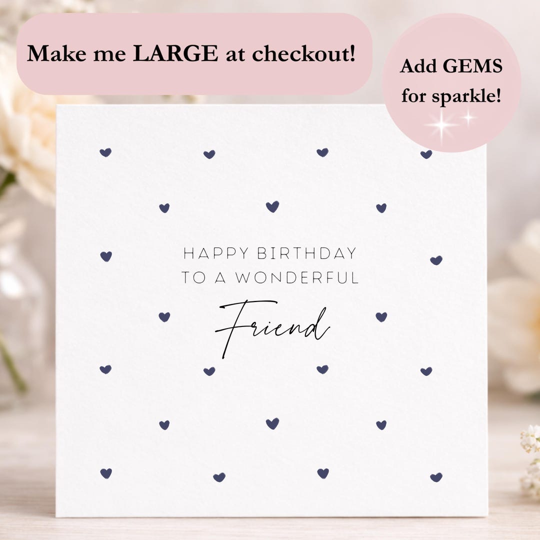 happy birthday friend heart Images High Quality Grahic Friend Blue Hearts Birthday Card, Wonderful Friend Birthday Card, Happy ...