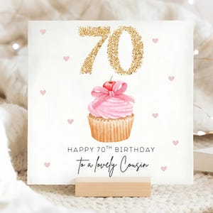 Cousin 70th Birthday Cupcake Card, Special Cousin Seventy Card, Cousin Seventieth Birthday, Personalised 70th Card, Gift For Cousin 70th
