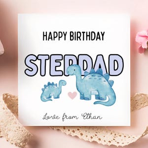Carte d'anniversaire beau-père dinosaure, carte d'anniversaire personnalisée beau-père, carte Dino beau-père, cadeau d'anniversaire dinosaure beau-père, carte d'anniversaire bleue