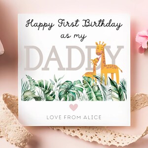 First As My Daddy Birthday Card, Giraffe Daddy Birthday Card, 1st As My Daddy Birthday, Jungle Theme Daddy Card, Lovely Daddy Card