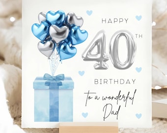 Papa 40 silber Ballon Karte, wunderbarer Papa ist vierzig, für seinen Geburtstag, Folienballon Papa Geburtstagskarte, Papa vierzigth Karte, Papa, Pops