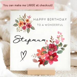 Stepmum Floral Birthday Card, Special Stepmum Birthday Card, Wonderful Stepmother Birthday, Flower Birthday Card, For Her, Mum Birthday
