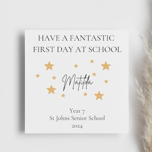 Carte personnalisée premier jour à l'école, lycée, école primaire, septembre 2024, nouveau chapitre, premier jour, cadeau de rentrée, bonne chance