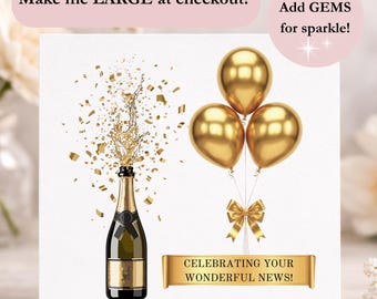 Wonderful News Champagne Card - Personalised Congratulations Card - Congratulations Gift