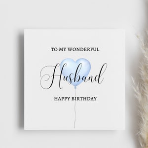 Carte ballon d'anniversaire à mon merveilleux mari, mari, autre demi-anniversaire, pour lui, de votre femme, carte ballon bleu, carte mariée amour