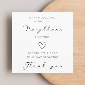 Carte de remerciement voisin, carte de remerciement, carte de remerciement pour tout, cadeau du voisin, que ferais-je sans vous