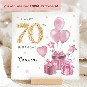 Tarjeta de regalo para un primo por su 70.º cumpleaños, tarjeta personalizada para un primo, tarjeta para su septuagésimo cumpleaños, tarjeta para un primo que cumple 70 años