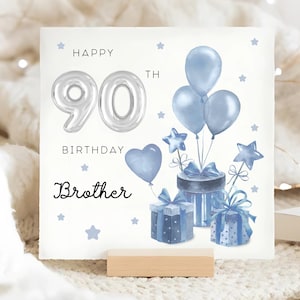 Carte cadeau 90e anniversaire frère, carte d'anniversaire frère personnalisée, carte quatre-vingt-dixième anniversaire frère, carte frère fête ses 90 ans