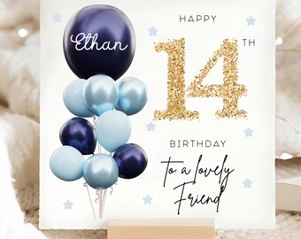 Biglietto di auguri per il 14° compleanno della nipote, 14 anni, popcorn e stelle, design artistico, finiture speciali e inserto illustrato, realizzato nel Regno Unito, ecologico