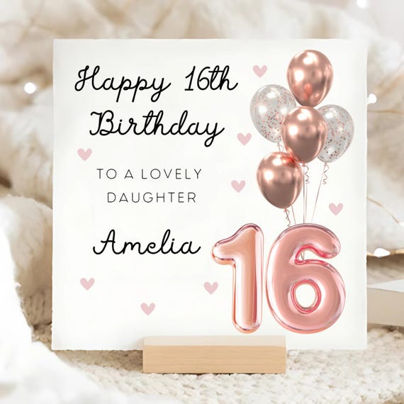 Old English Co. Biglietto Di Auguri Per 16° Compleanno Per Lui - Con Coriandoli Dorati E Numeri Blu, Formato 127x178 Mm, Carta 280g/m², Interno Vuoto, Busta Inclusa