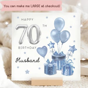 Carte de cadeau d'anniversaire pour mari des 70 ans, carte d'anniversaire personnalisée pour mari, carte d'anniversaire pour mari, soixante-dixième anniversaire de mari, carte pour ses 70 ans