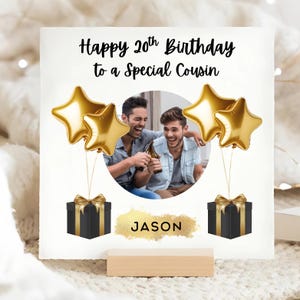 Carte d'anniversaire personnalisée avec photo cousine 20 ans, carte Photo cousine a 20 ans, carte photo 20e anniversaire cousine, cadeau image photo cousine