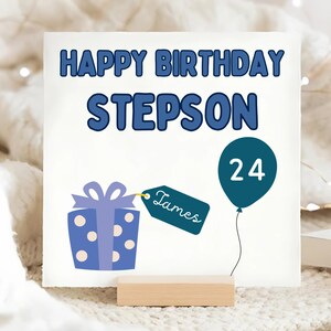 Carte de joyeux anniversaire beau-fils, carte d'anniversaire personnalisée beau-fils, cadeau d'anniversaire beau-fils, carte d'anniversaire bleu-vert ballon, âge personnalisé