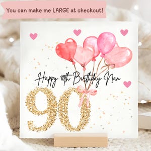 Nan 90th Birthday Personalised Card, Nanny 80th Birthday Card, Personalised Nan Card, Ninety, 90, Ninetieth Birthday Card, Grandma Birthday