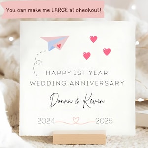 Carte d'anniversaire de mariage personnalisée en papier de 1ère année, mariage en papier, carte de félicitations, pour vous deux, mariage, couple marié, cadeau