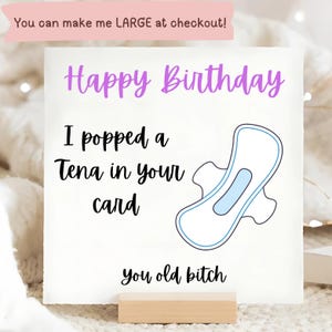 Tena drôle dans votre carte carte d'anniversaire, pour elle, blague, drôle, hilarant, tenner, vieille dame, vieillissement, maman, grand-mère, amie, meilleure amie, sœur