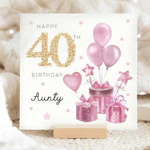 Carte cadeau 40e anniversaire tante, carte d'anniversaire tante personnalisée, carte quarantième anniversaire tante, tante fête ses 40 ans, belle carte tante