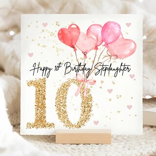 ICG Biglietto Auguri Compleanno Per Moglie, Con Palloncini E Champagne, Finitura Lamina Oro Rosa, Con Busta