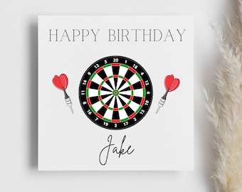 Personalised Dart Lover Birthday Card, Happy Birthday gift, darts player, bullseye card, pub lover card, for him, for her, husband, bf love