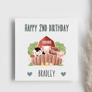 Personalised Farmyard Animal Child Birthday Card, Little Boy Birthday, Little Girl Birthday, Son, Daughter, Niece, Nephew, For your birthday
