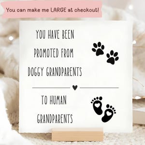 Dog Grandparents To Human Grandparents Card, Promoted To Grandparents, Nanny & Grandad Card, Pregnancy Announcement, Baby Coming Card, Love