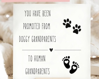 Dog Grandparents To Human Grandparents Card, Promoted To Grandparents, Nanny & Grandad Card, Pregnancy Announcement, Baby Coming Card, Love