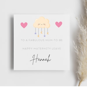 Carte personnalisée de congé de maternité pour future maman, bébé, grossesse, joyeux congé sur le tapis de souris, carte pour future maman, cadeau pour collègue, patron, ami, pour elle