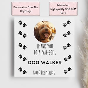 Promeneur de chien Merci carte personnalisée, du chien, Woof de moi, carte de bébé fourrure, carte de remerciement, carte d'amoureux des animaux de compagnie, de notre chien de compagnie, amour de chien