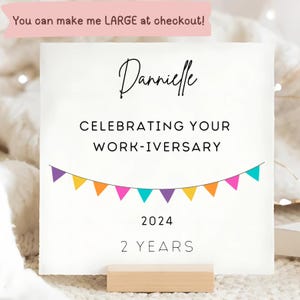 Tarjeta de aniversario de trabajo personalizada, tarjeta de colega, tarjeta de jefe, regalo de equipo de oficina, tarjeta de años de trabajo, para ella, para él, de todos nosotros