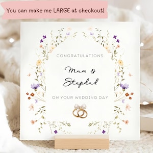Mum And Stepdad Wedding Day Card, My Mum Is Getting Married, Gift For Parents, On Your Wedding Day Card, Personalised Dad Mum Floral Card