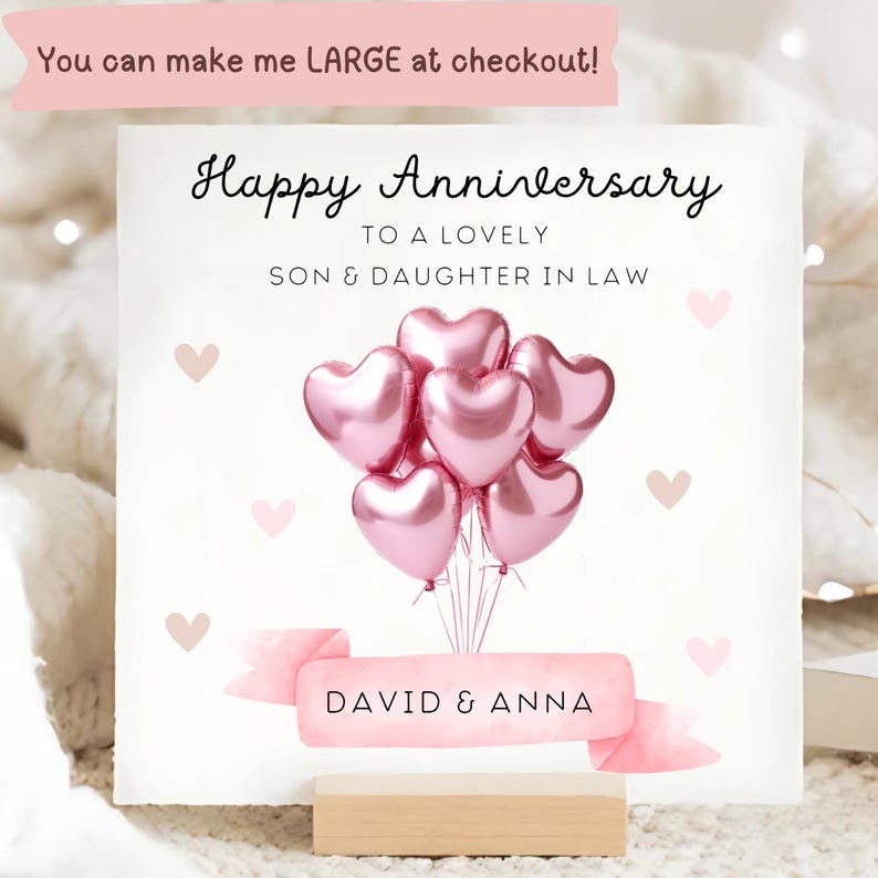 Son & Daughter in Law Happy Anniversary Card, Personalised Son and Wife ...