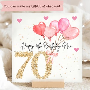 Nan 70th Birthday Personalised Card, Nan Turns 70, Seventy Years Old, Seventieth Birthday Card, Special Nanny Birthday, Grandma, Granny