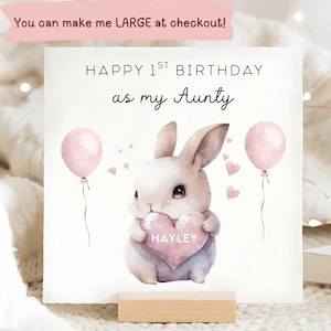 Carte de premier anniversaire en tant que ma tante, carte d'anniversaire personnalisée tante, 1er anniversaire en tant que cadeau de ma tante, de votre nièce, carte d'anniversaire bébé nièce