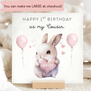 First Birthday As My Cousin Card, Personalised Cousin Birthday Card, 1st Birthday As My Cousin Gift, From Your Female Cousin, Baby Cousin