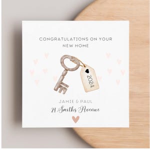 Personalised 'New Home' Key Congratulations Card, moving card, for you both card, good luck in your new house card, homeowner card, mortgage