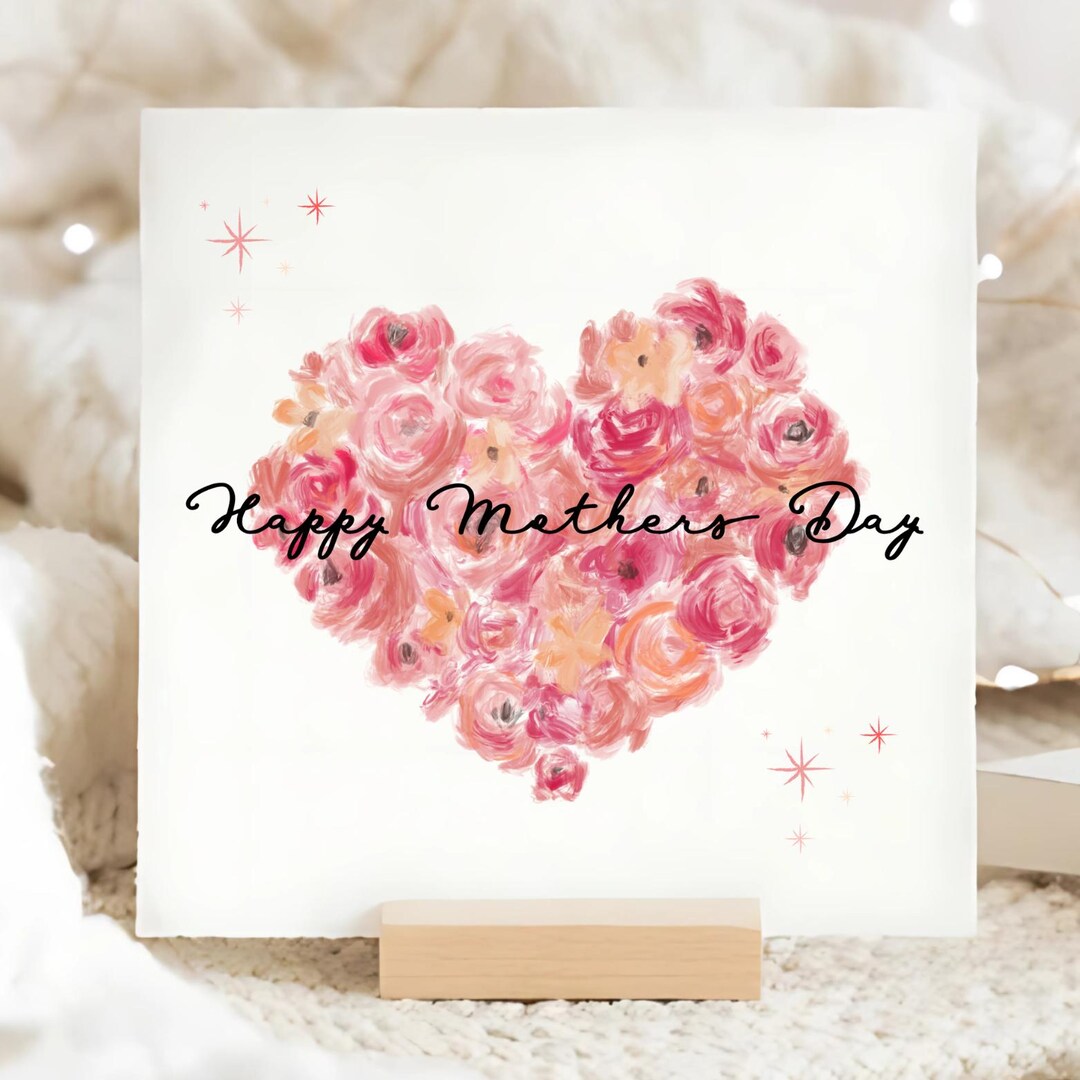 Happy Mothers Day Flower Bouquet Heart, Mum Mothers Day Card, Nan ...