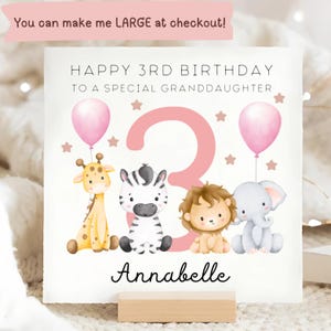 Carte d'anniversaire personnalisée pour 3e anniversaire de petite-fille, merveilleuse petite petite-fille, carte d'anniversaire de petite fille, rose 3 anniversaires