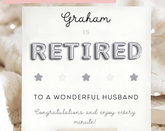 Husband Is Retired Card, Husband Retirement Congratulations Card, Personalised Hubby Retirement Gift, Husband Leaving Work Card