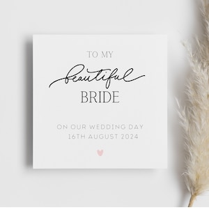 Personnalisée à ma belle mariée le jour de notre mariage, de la part de votre futur mari, cadeau pour ma nouvelle femme, pour notre journée spéciale, carte d'amour