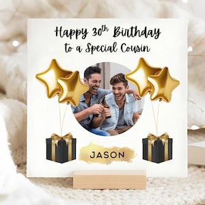 Cousin 30th Photo Personalised Birthday Card, Cousin Is 30 Photo Card, Cousin Thirtieth Birthday Card, Cousin Custom Image 30 Card
