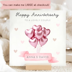 Lovely Couple Happy Anniversary Card, Personalised Couple Anniversary Card, Special Couple Anniversary Card, Heart Balloon Gift, Mr and Mrs