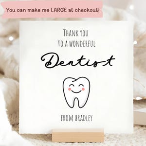 Thank You Dentist Card, Personalised Dentist Card, Dental Surgery Card, Appreciation Card, Doctor Thanks, Grateful Card, Teeth, Tooth, Brace