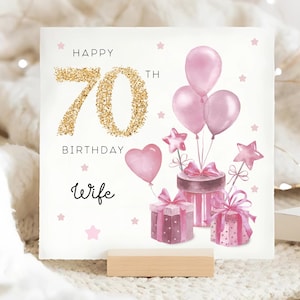 Wife 70th Birthday Presents Card, Personalised Wife Birthday Card, Wife Seventieth Birthday Card, Wife Turns 70 Card, Lovely Wife Card