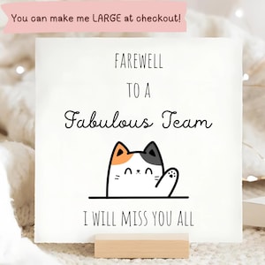 Carte d'adieu de l'équipe, je pars, cadeau pour des collègues, nouvelle carte de travail, carte d'adieu, vous me manquerez, pour vous tous, carte de remerciement