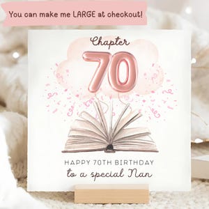 Carte d'anniversaire Nan Chapter 70, carte personnalisée nounou 70e, carte Nan soixante-dixième anniversaire, anniversaire Nan rose 70, belle carte Nan, grand-mère