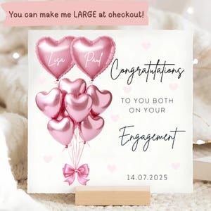 Fiançailles Félicitations les deux cartes, carte de fiançailles coeur rose ballons, carte de fiançailles personnalisée, carte de mariage personnalisée, amour