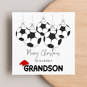 Grandson Football Christmas Card, Personalised Football Xmas Card, Football Bauble Card, Special Grandson Card, Gift For Grandson, Festive