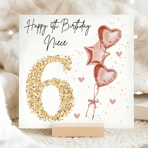 Carte 6e anniversaire nièce, carte d'anniversaire nièce spéciale, sixième carte d'anniversaire, nièce fête ses 6 ans, joyeux anniversaire nièce, anniversaire de petite fille