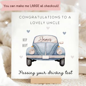 Tarjeta de felicitación por el examen de conducir aprobado por el tío, tarjeta de felicitaciones por lo logrado, tarjeta de tío aprobado, tarjeta de tío conductor personalizada, tarjeta de bien hecho